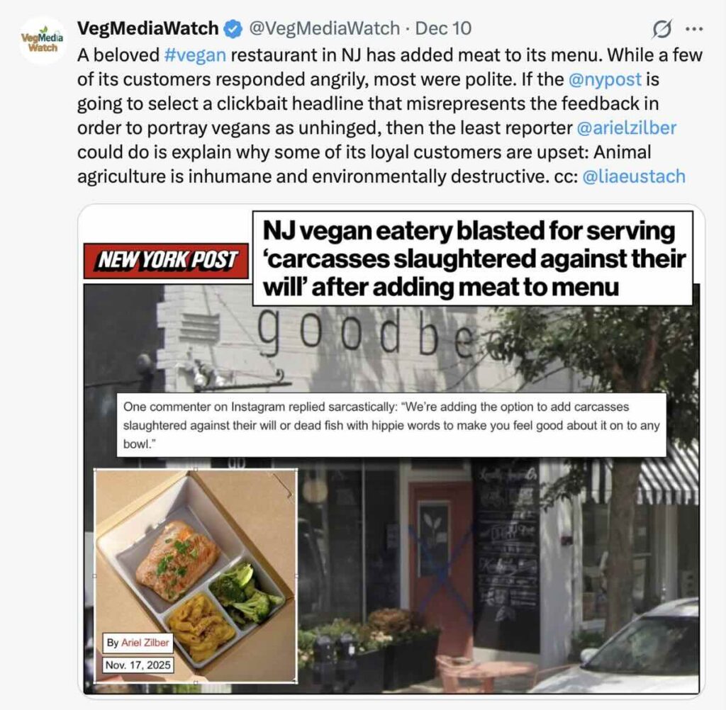 NY Post portrays vegans as unhinged.